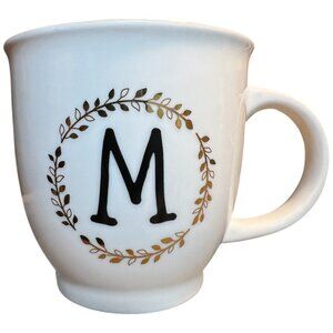 SHEFFIELD HOME Monogram "M" Ceramic Mug Double-Sided Metallic Gold Accents